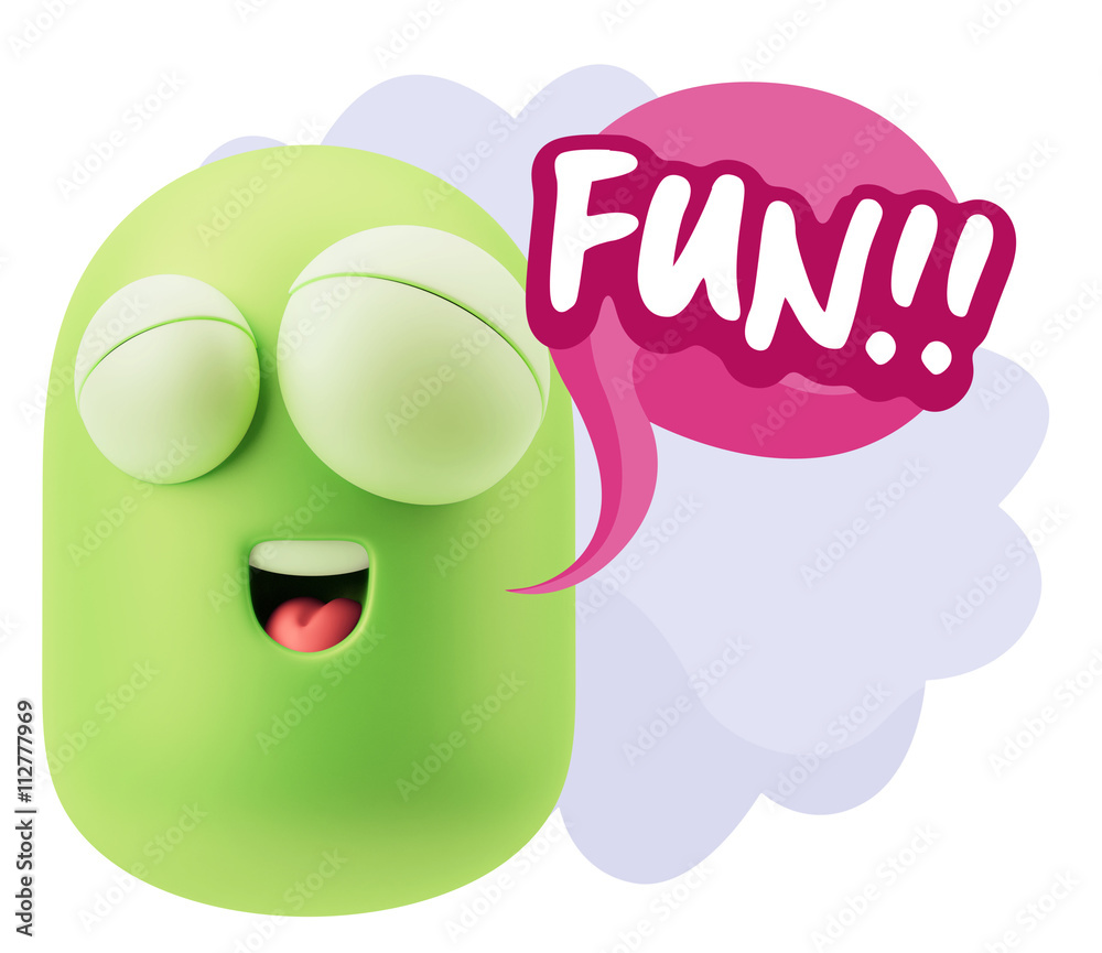 3d Illustration Laughing Character Emoji Expression saying Fun w 3d Illustration Laughing Character Emoji Expression saying Fun w