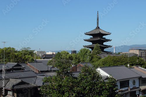 京都　八坂の塔と町並み