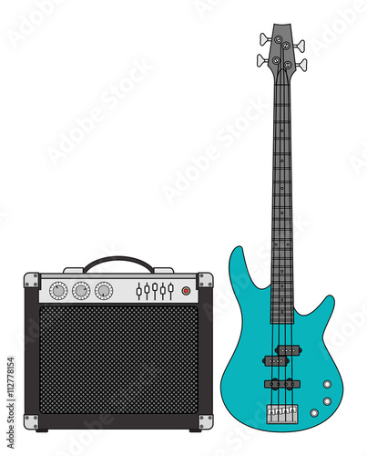 Electric Bass Guitar and Amplifier