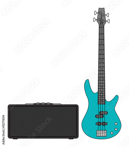 Electric Bass Guitar and Amplifier