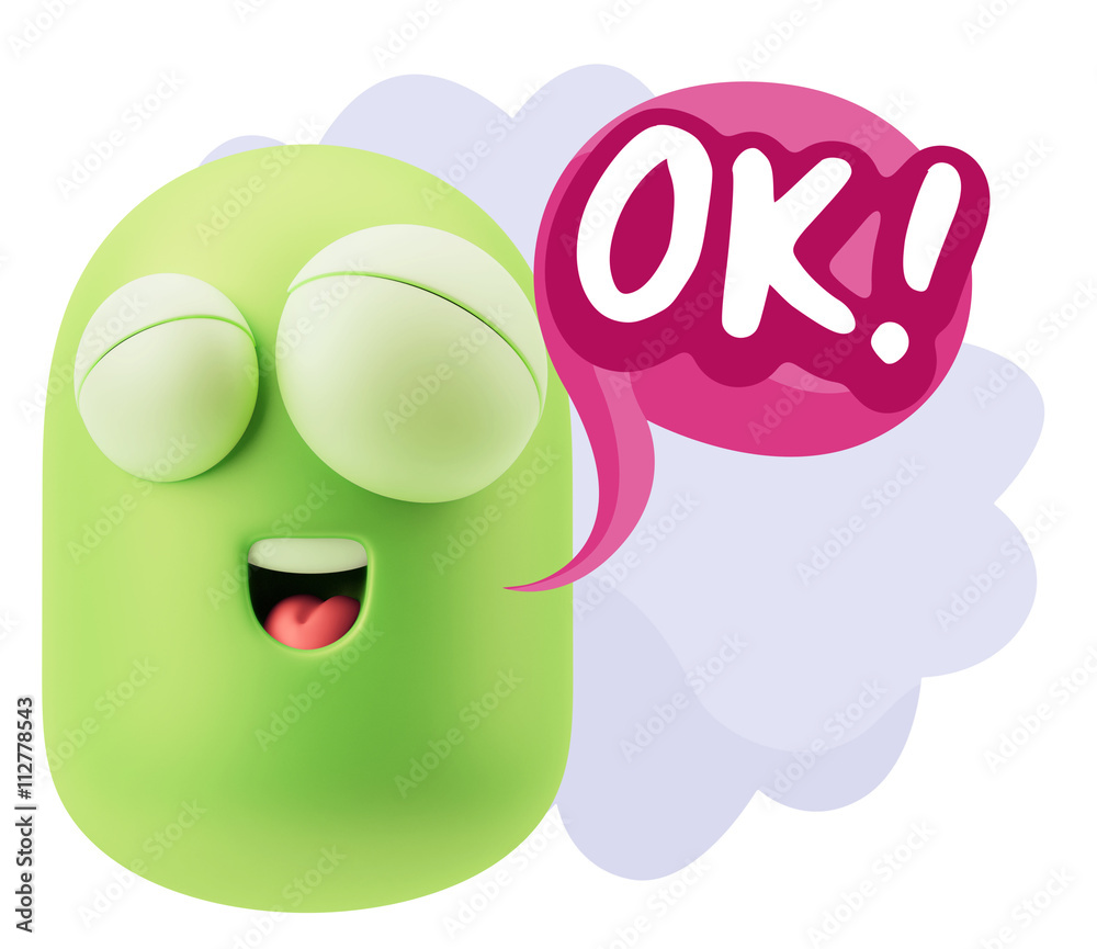 3d Rendering Smile Character Emoticon Expression saying Ok with 3d Rendering Smile Character Emoticon Expression saying Ok with