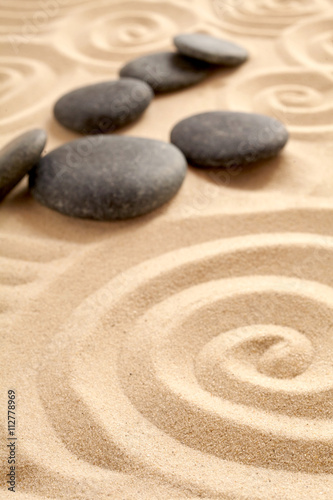Canvas Print Sandy zen garden with swirl designs in it