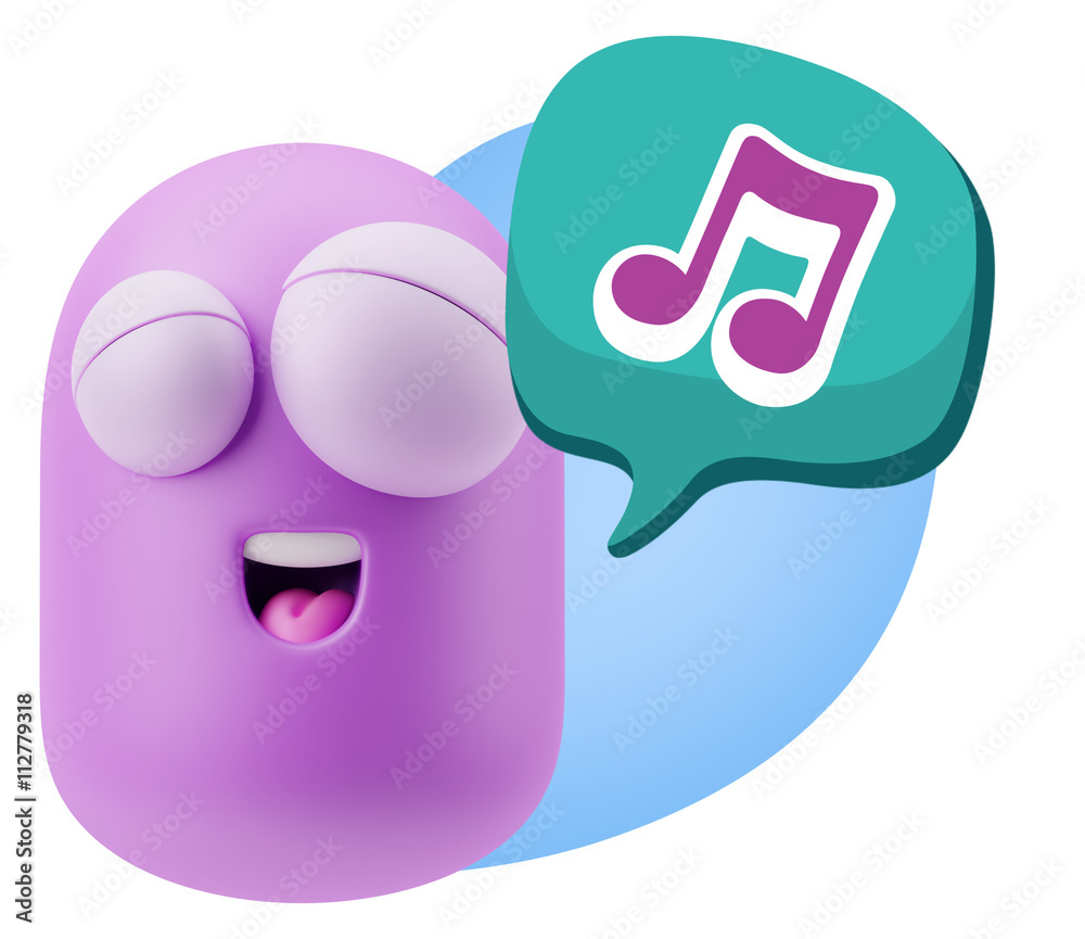 3d Rendering Smile Character Emoticon Expression saying Music No 3d Rendering Smile Character Emoticon Expression saying Music No
