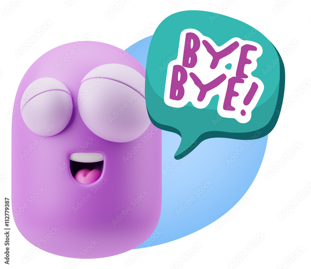 3d Rendering Smile Character Emoticon Expression saying Bye Bye 3d Rendering Smile Character Emoticon Expression saying Bye Bye