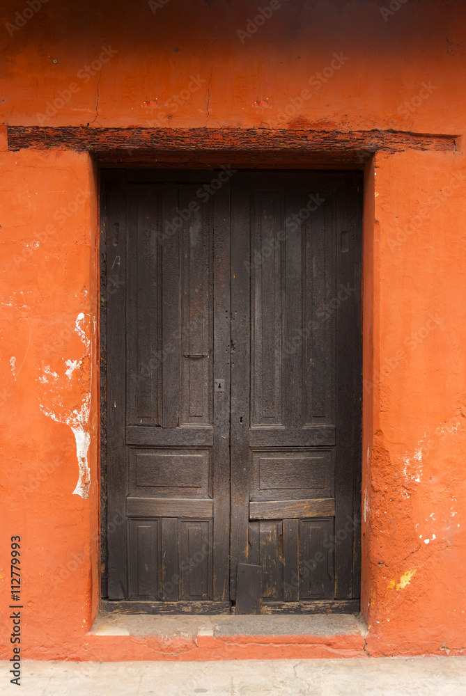 Colonial buildings and cobbled streets in Antigua, Guatemala, Central America