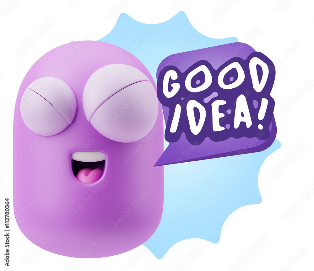 3d Rendering Smile Character Emoticon Expression saying Good Ide