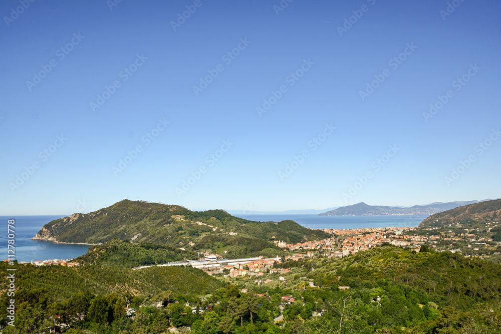 View to old town of Sestri Levante and Ligurian Sea - Italian Riviera, Italy Europe