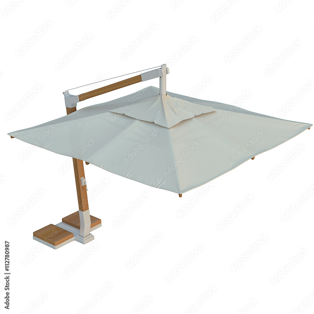 Patio modern square beach umbrella for relax. 3D graphic Patio modern square beach umbrella for relax. 3D graphic