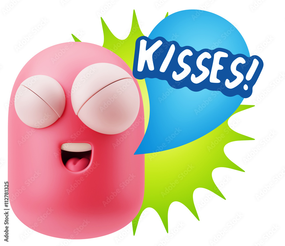 3d Rendering Smile Character Emoticon Expression saying Kisses w 3d Rendering Smile Character Emoticon Expression saying Kisses w