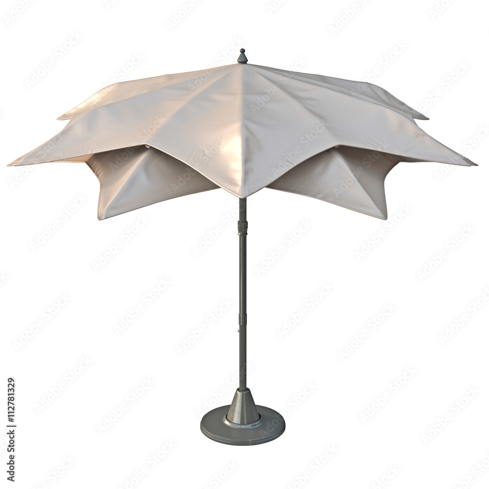 Beach umbrella sun protection, back view. 3D graphic Beach umbrella sun protection, back view. 3D graphic