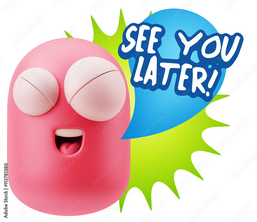 3d Illustration Laughing Character Emoji Expression saying See Y 3d Illustration Laughing Character Emoji Expression saying See Y