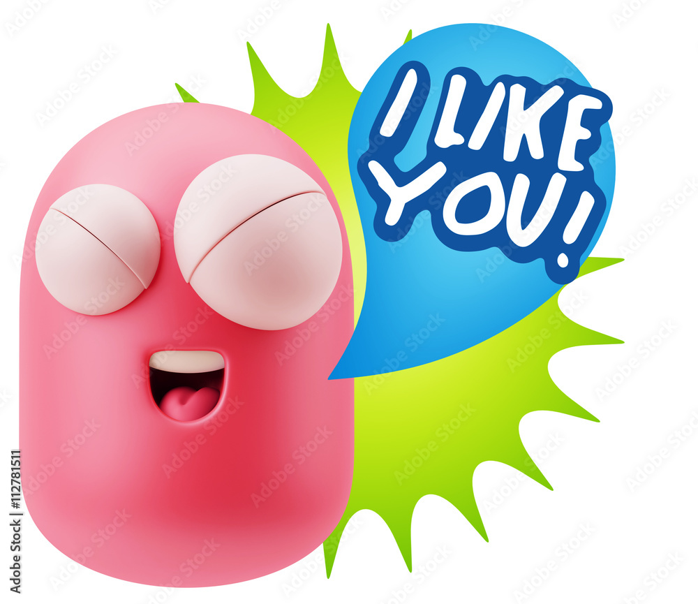 3d Illustration Laughing Character Emoji Expression saying I Lik