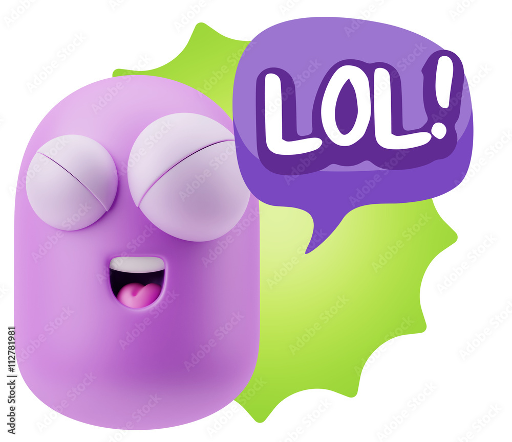 3d Illustration Laughing Character Emoji Expression saying Lol w 3d Illustration Laughing Character Emoji Expression saying Lol w