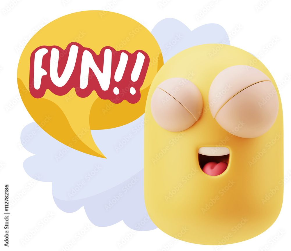 3d Illustration Laughing Character Emoji Expression saying Fun w 3d Illustration Laughing Character Emoji Expression saying Fun w