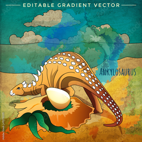 Dinosaur in the habitat. Vector Illustration Of Ankylosaur