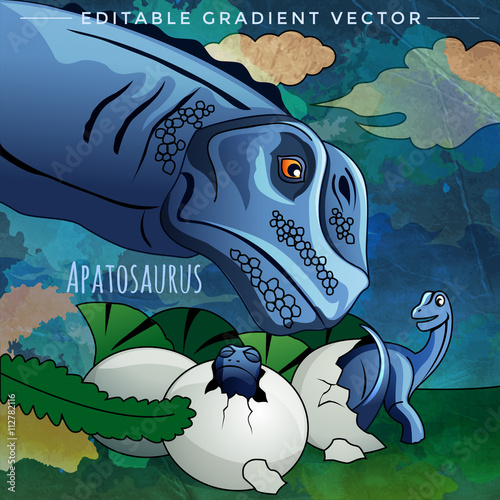 Dinosaur in the habitat. Vector Illustration Of Apatosaur