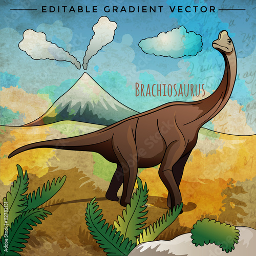 Dinosaur in the habitat. Vector Illustration Of Brachiosaur