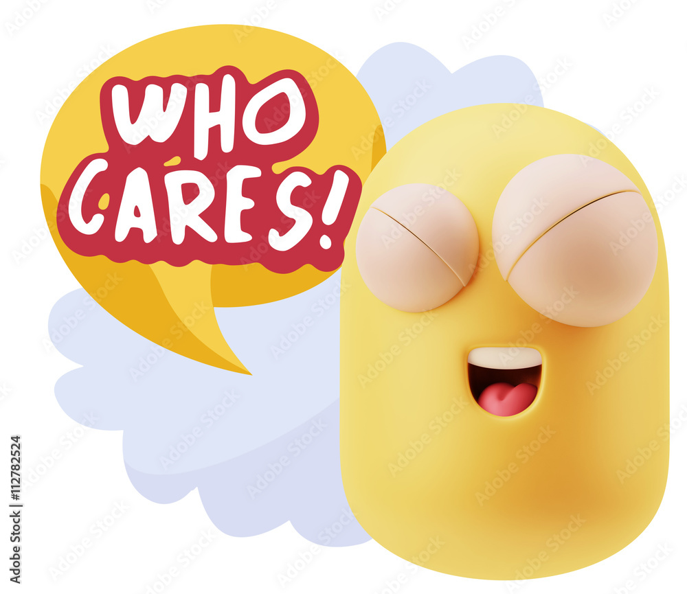 3d Illustration Laughing Character Emoji Expression saying Who C
