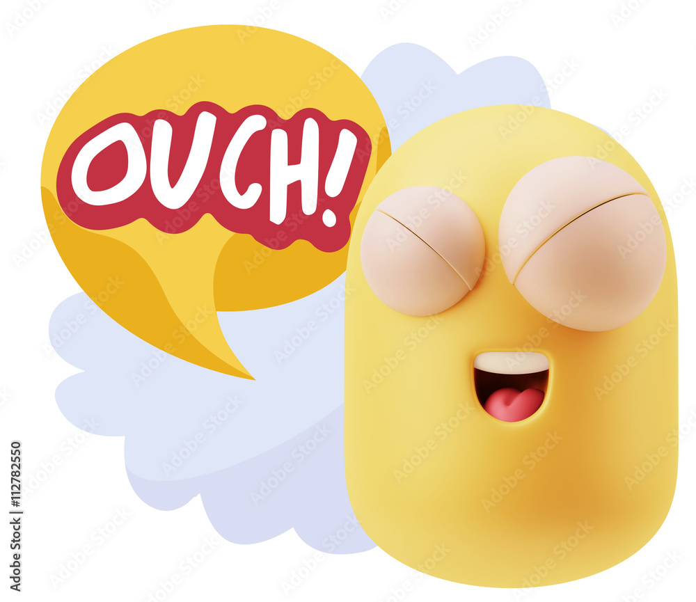 3d Illustration Laughing Character Emoji Expression saying Ouch 3d Illustration Laughing Character Emoji Expression saying Ouch