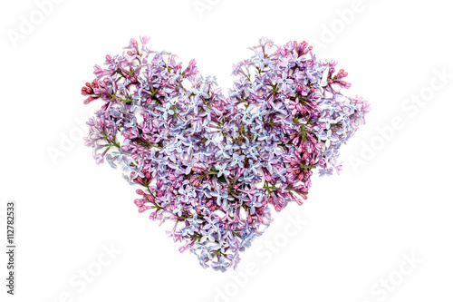 Lilac flowers in heart shape