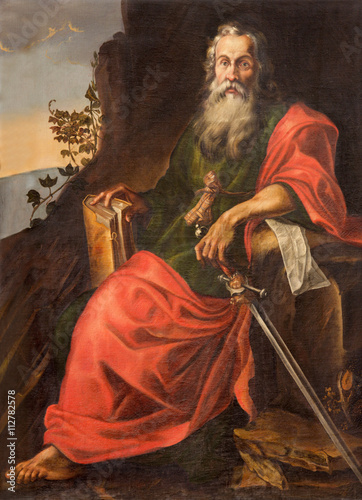 SALAMANCA, SPAIN, APRIL - 16, 2016: The St. Paul painting in Convento de San Esteban by unknown artist of 17. cent.
