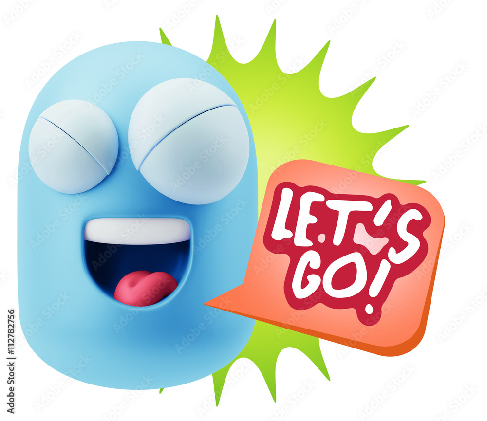 3d Rendering Smile Character Emoticon Expression saying Let'S Go 3d Rendering Smile Character Emoticon Expression saying Let'S Go