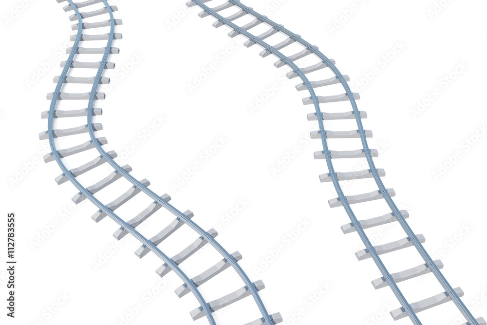 Railroads aerial view isolated on white background. 3d illustration
