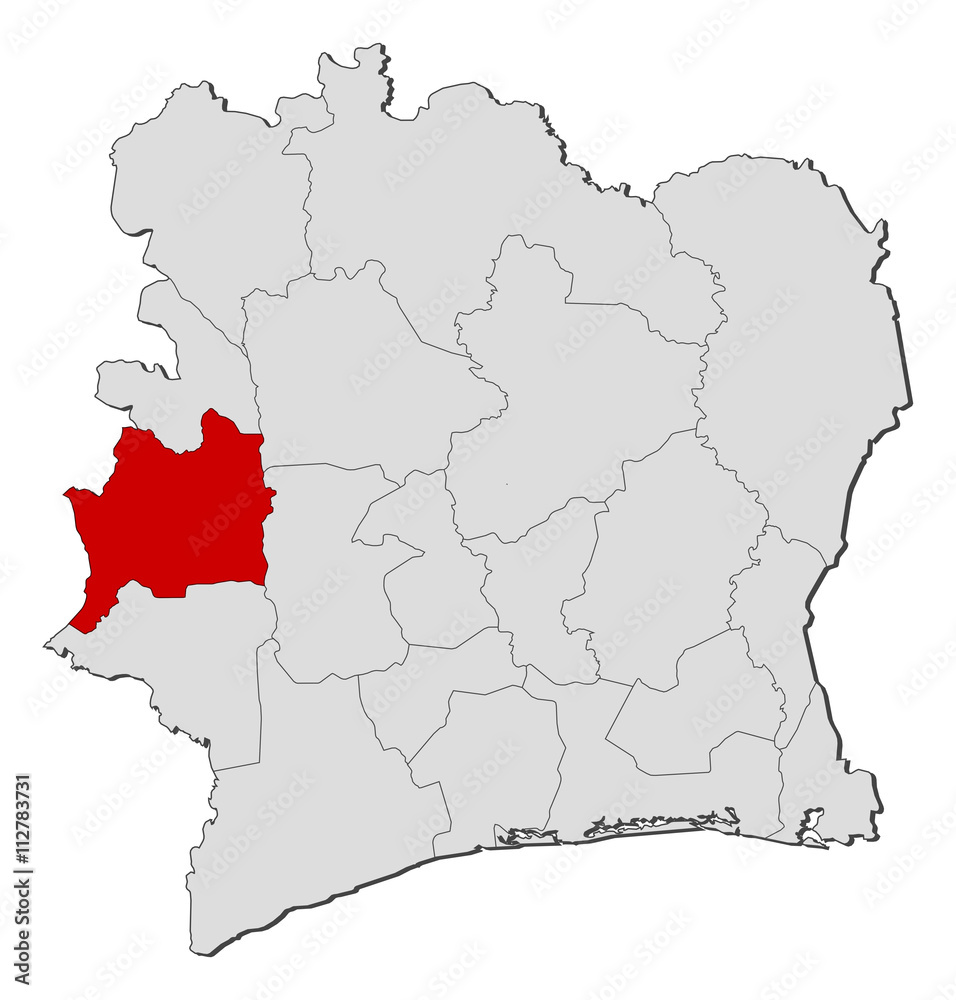 Map - Ivory Coast, Dix-Huit Montagnes