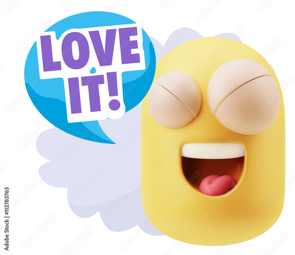 3d Rendering Smile Character Emoticon Expression saying I Love I 3d Rendering Smile Character Emoticon Expression saying I Love I
