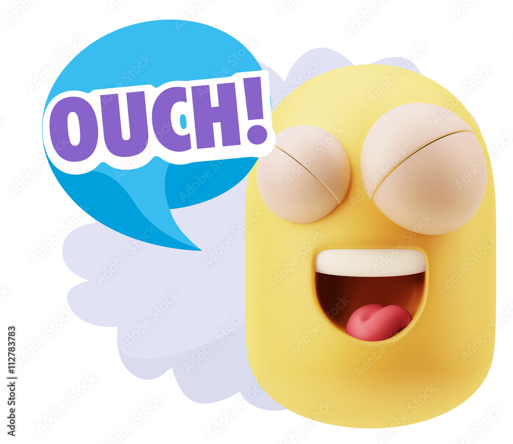 3d Illustration Laughing Character Emoji Expression saying Ouch 3d Illustration Laughing Character Emoji Expression saying Ouch