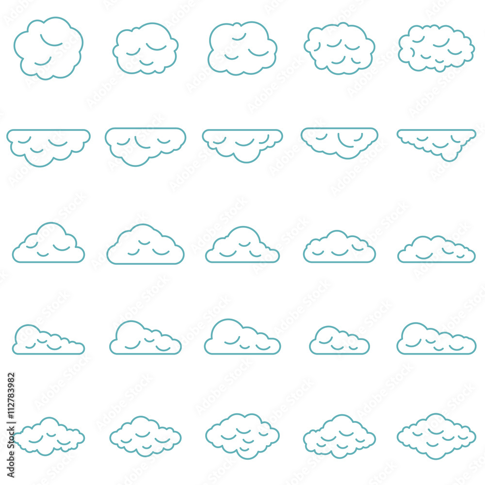 Clouds set in line style Clouds set in line style