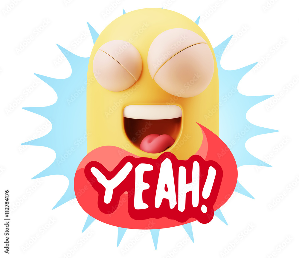 3d Illustration Laughing Character Emoji Expression saying Yeah 3d Illustration Laughing Character Emoji Expression saying Yeah