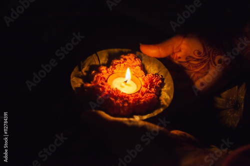 praying on the boat in Ganga river varanasi india