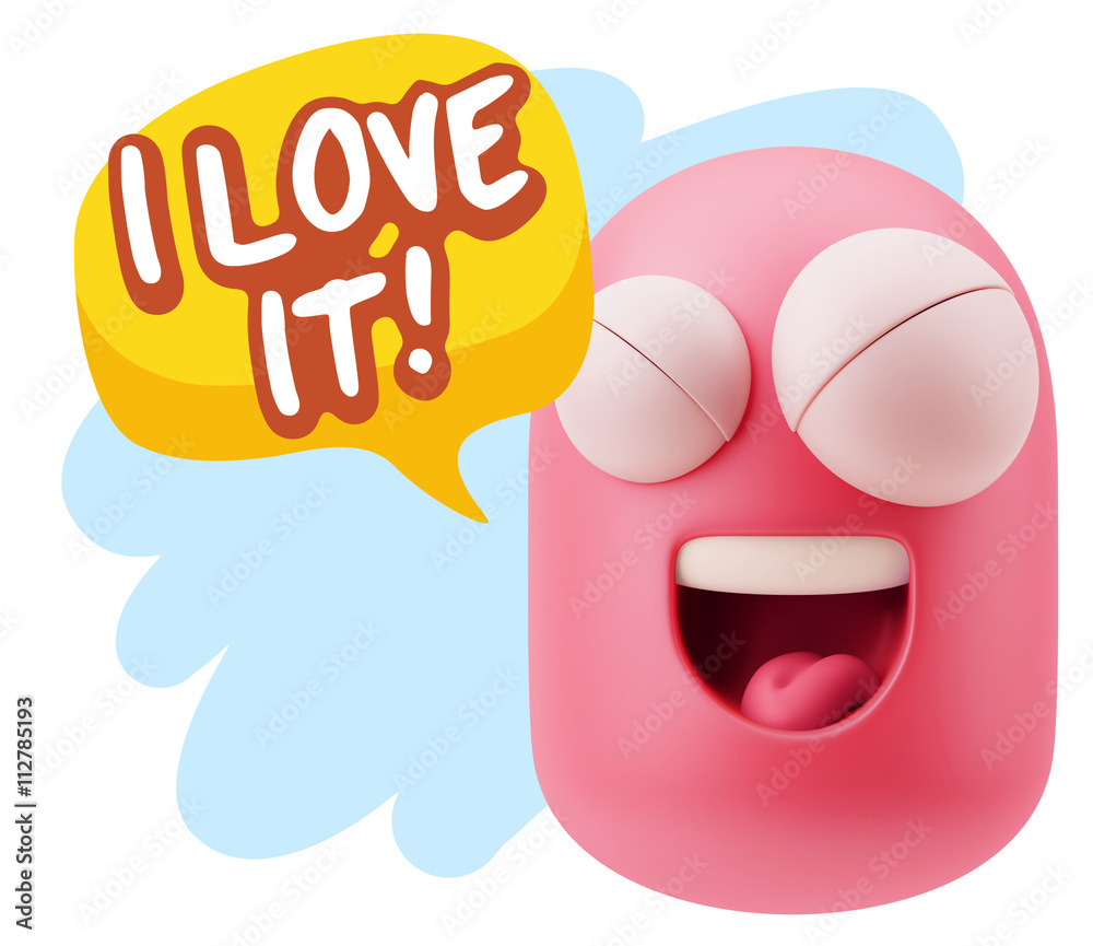 Obraz premium 3d Rendering Smile Character Emoticon Expression saying I Love I