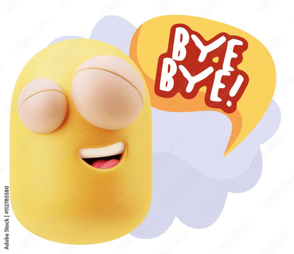 3d Rendering Smile Character Emoticon Expression saying Bye Bye 3d Rendering Smile Character Emoticon Expression saying Bye Bye