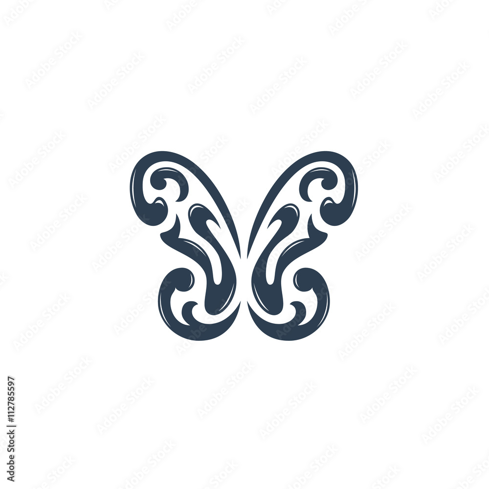 Butterfly logo on white background - stock vector Butterfly logo on white background - stock vector