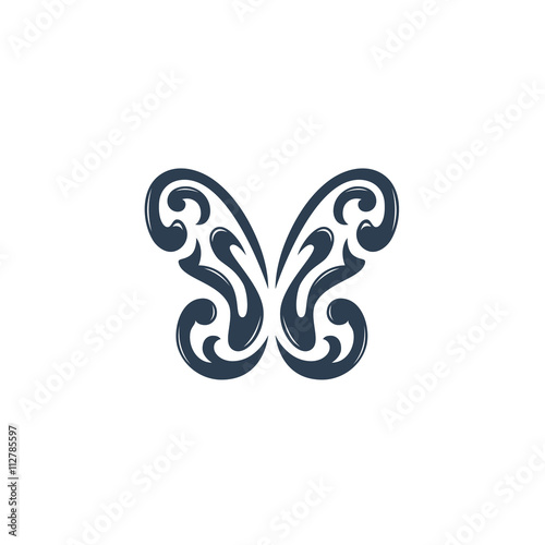 Butterfly logo on white background - stock vector