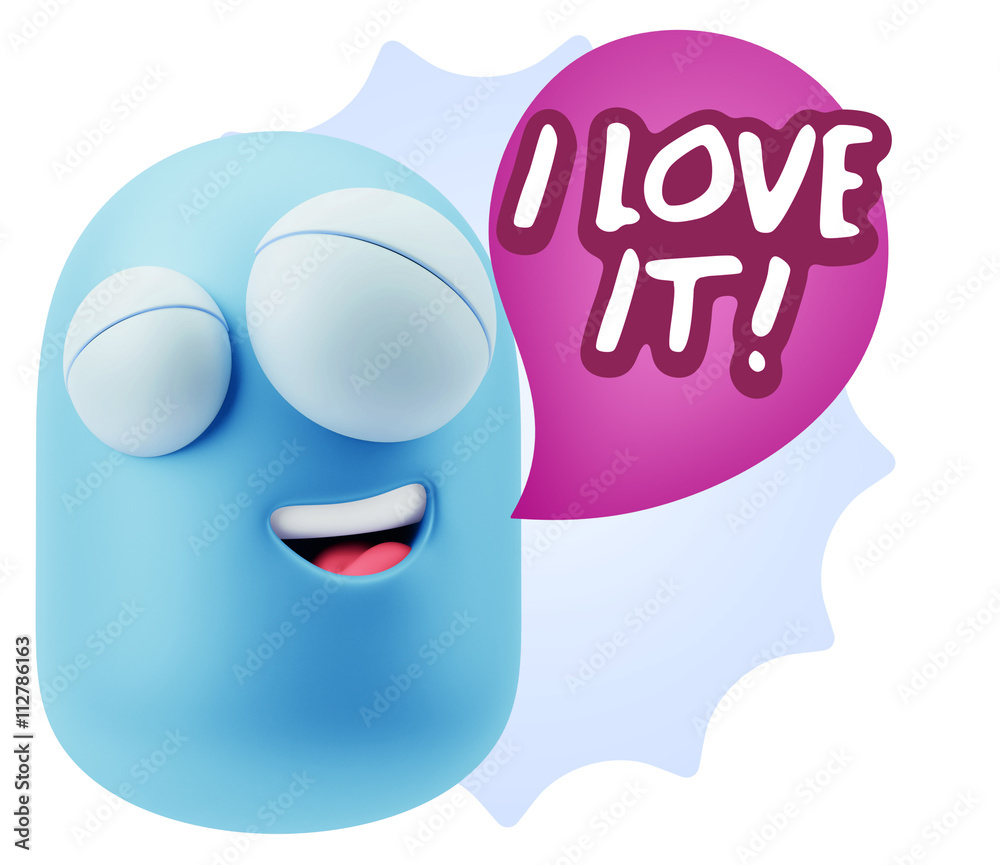 Obraz premium 3d Rendering Smile Character Emoticon Expression saying I Love I