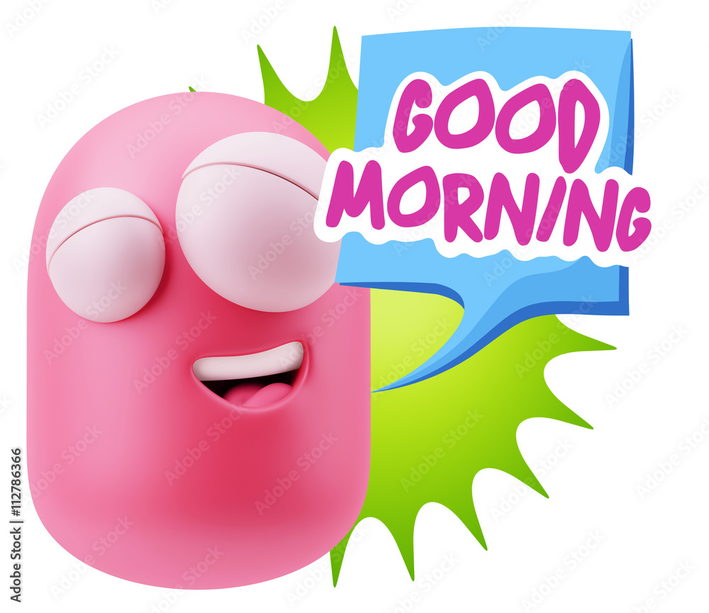 3d Rendering Smile Character Emoticon Expression saying Good Mor 3d Rendering Smile Character Emoticon Expression saying Good Mor