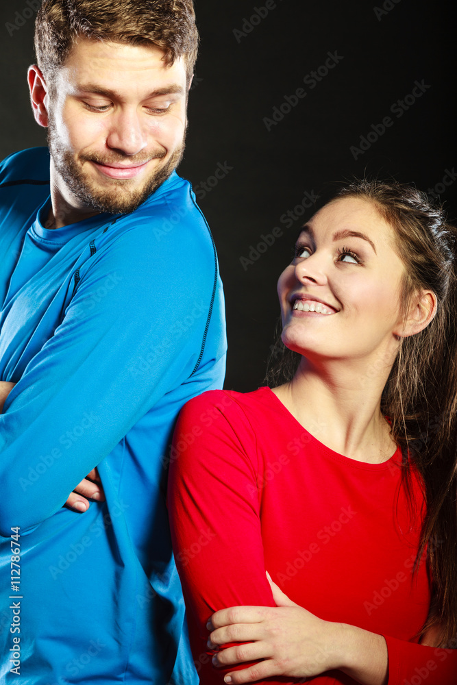 Obraz premium Portrait of smiling woman and man. Happy couple.