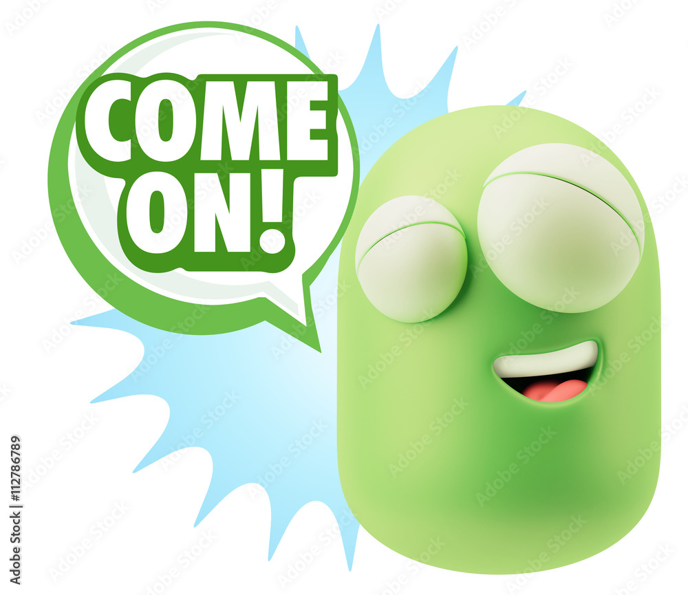 3d Illustration Laughing Character Emoji Expression saying Come 3d Illustration Laughing Character Emoji Expression saying Come