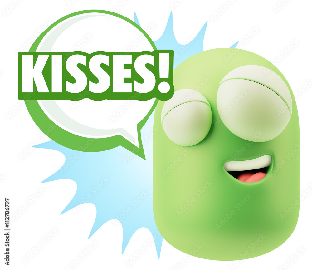 3d Rendering Smile Character Emoticon Expression saying Kisses w 3d Rendering Smile Character Emoticon Expression saying Kisses w