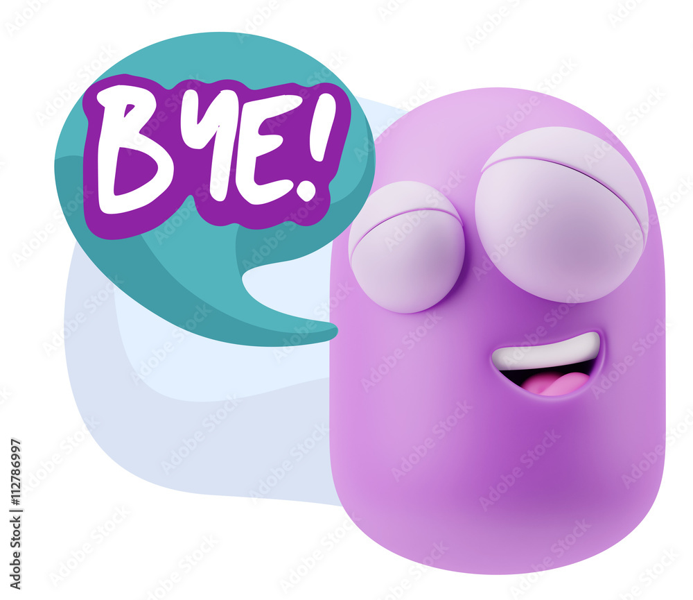 3d Illustration Laughing Character Emoji Expression saying Bye w 3d Illustration Laughing Character Emoji Expression saying Bye w