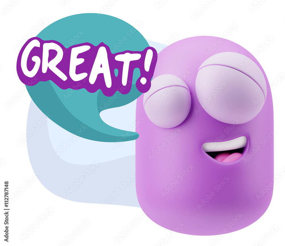 3d Illustration Laughing Character Emoji Expression saying Great