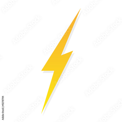 Yellow lightning icon flat