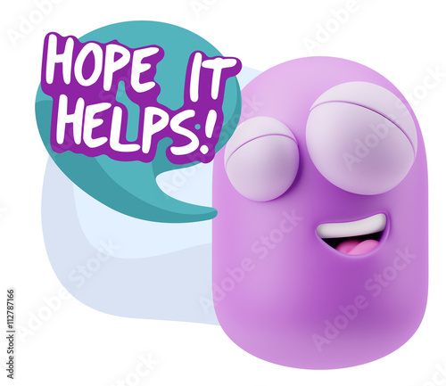 3d Illustration Laughing Character Emoji Expression saying Hope