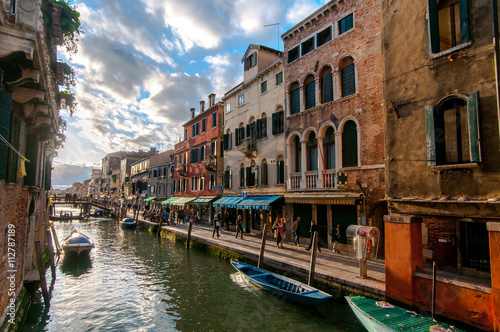 Buildings along canal, venice, italy photo