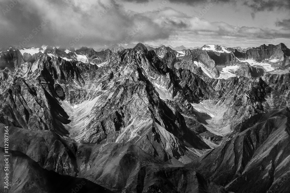 Elevated view of mountain range Elevated view of mountain range