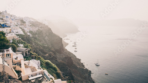 High nagle view of building on mountainside in greece photo