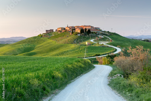 Picturesque village Mucigliani in Crete Senesi region, Tuscany, Italy photo